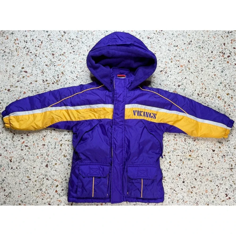 NFL Minnesota Viking Embroidered Kids Full Zip Winter Jacket Size S (4)